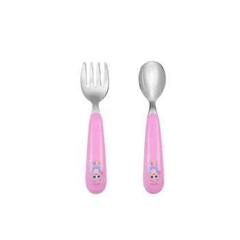 

Baby Cute Printing Fork Spoon Sets Candy Color Infant Tableware Children Food Feeding Dinnerware PP Handle Toddler Utensil T0875