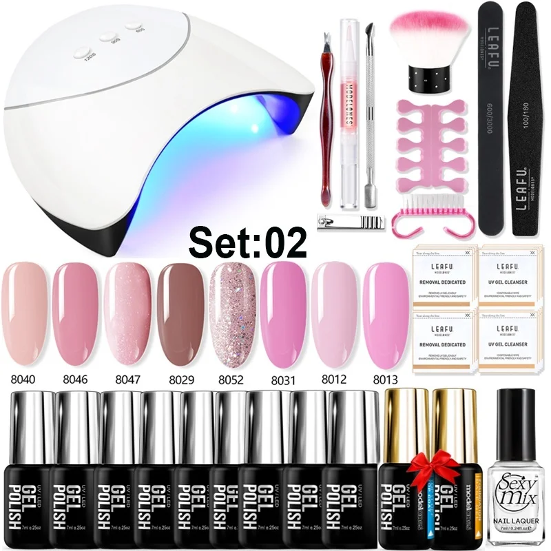 Modelones 23 шт./лот 36 Вт Светодиодная лампа для дизайна ногтей Блеск Гель-лак набор для ногтей впитываемый Базовый Топ грунтовка для ногтей Гель-лак салонный уход; Ультрафиолетовый гель-набор