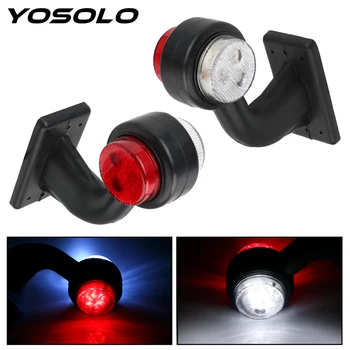 

YOSOLO 2Pcs/set LED Side Marker Light Red White Indicator Lamp Tail Light Assembly Truck Lamp For Trailer Truck Van Lorry 12/24V
