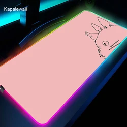 Tapis de souris de jeu Totoro, mignon, lumineux et Cool, installation Led RGB, avec câble 