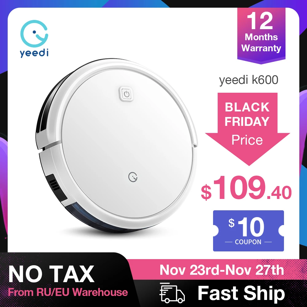 Yeedi k600 robô aspirador de pó com 600ml dustbin 1500pa sucção planejada rota carga automática limpeza molhada e a seco para piso duro|Aspiradores de pó| - AliExpress