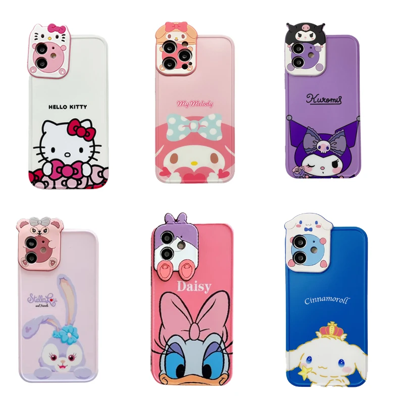 Защитный чехол Kawaii Kuromi Kittys для объектива камеры Iphone 11 12 Pro Max 8 7 Plus Xr Xsmax 13 задняя