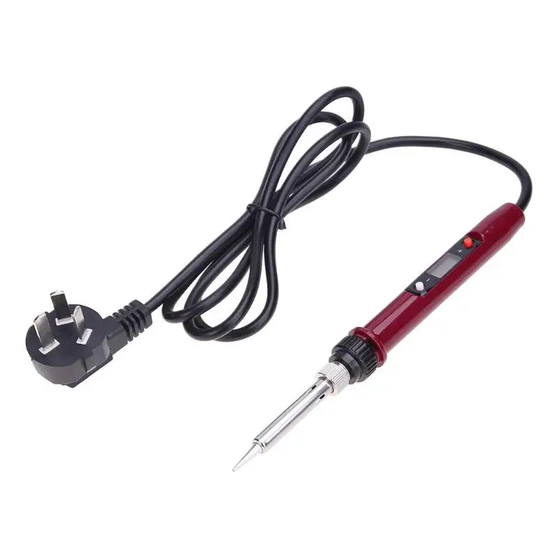 60W/80W Electric Soldering Iron Temperature Adjustable 220V 110V Welding Solder Iron Rework Station Soldering Iron Accessories - Color: 80W Red