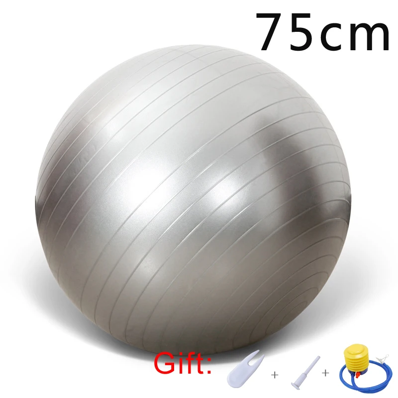 Gray 75cm Спортивные мячи для йоги Пилатес фитнес спортзал фитбол для баланса упражнения тренировки Массажный мяч нескользящий скраб мячи для йоги Бесплатный насос-взрыв - Цвет: Gray 75cm