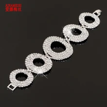 AINAMEISI, Роскошные браслеты с кристаллами для женщин, Посеребренные стразы, браслеты с подвесками и браслеты, свадебные ювелирные изделия, подарок