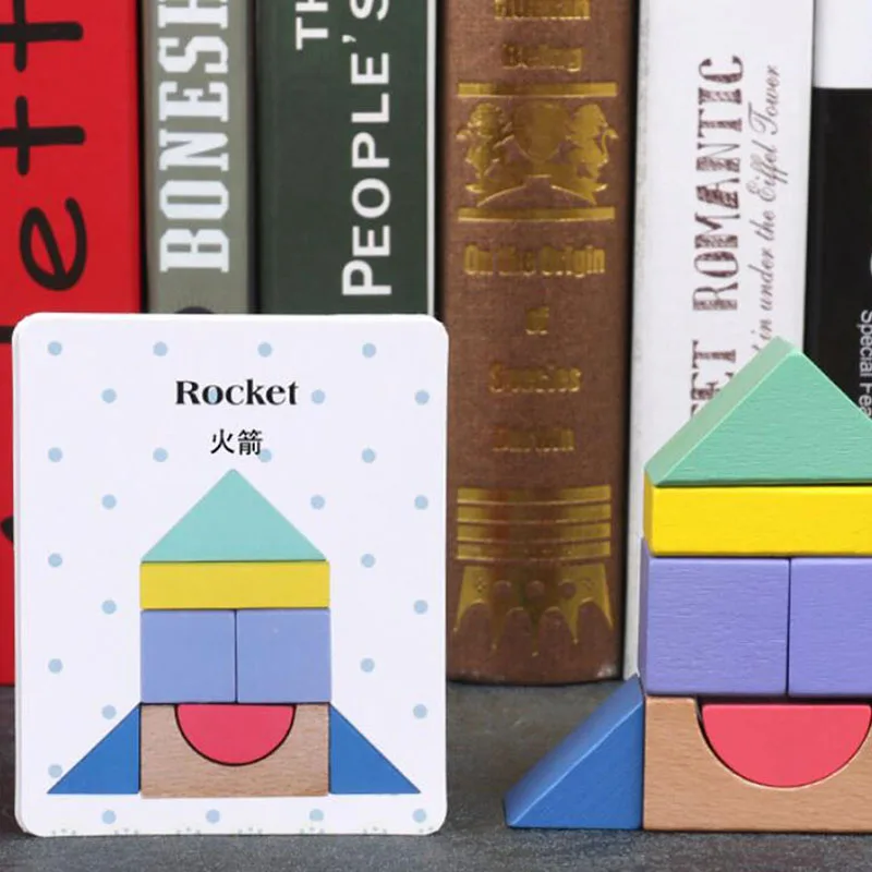 15 зерен деревянные радужные строительные блоки творческие детские геометрические формы Когнитивные Блоки Дети Раннее Образование обучающие игрушки
