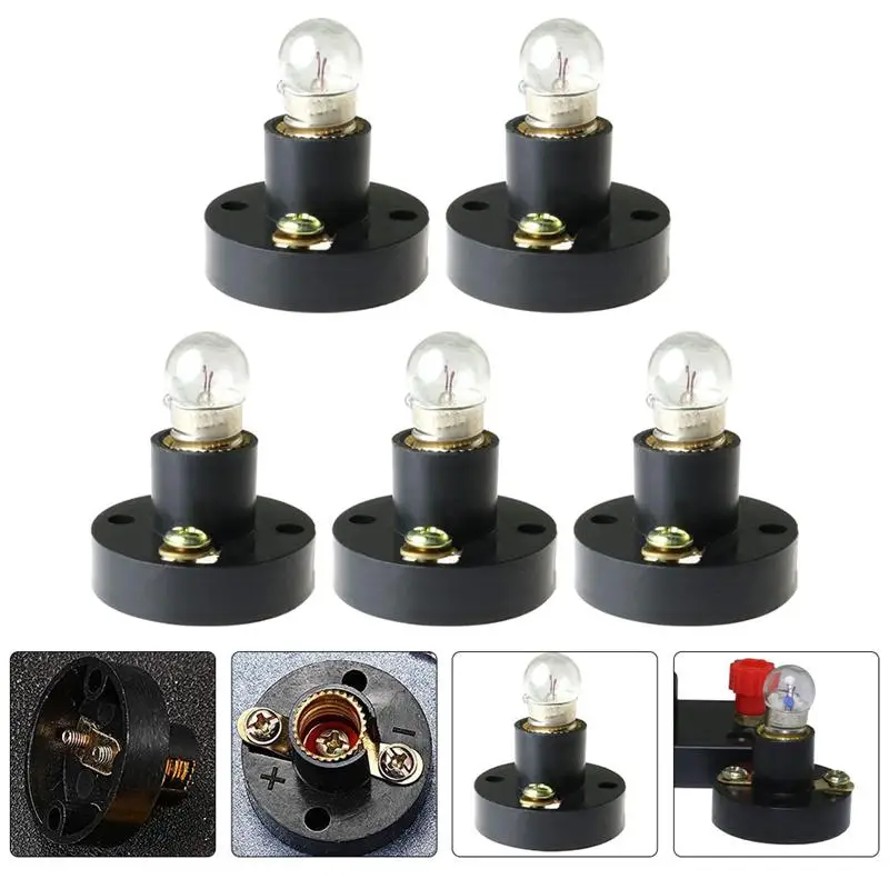 5pcs E10 LED Lamp Holder Screw Base Adapter with Wire for Physics Teaching/DIY 