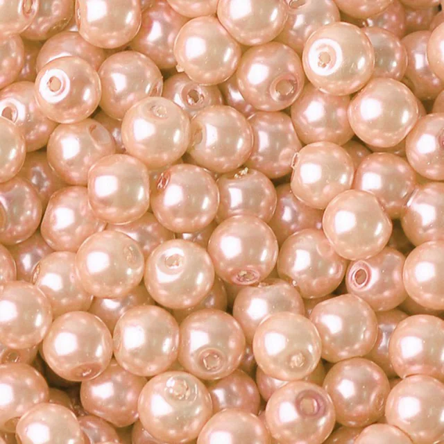 Lot Colors Round Pearl Coated Glass 4mm 6mm 8mm 10mm 12mm 14mm 16mm Loose Spacer Beads for Jewelry Making DIY Crafts Pale Rose