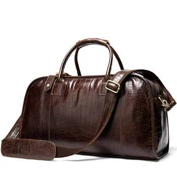 

Big Weekend Travel Bag Men Large Capacity Crazy Horse Genuine Leather Male Shoulder Duffle Bags Travel Duffel Bag Totes Handbags
