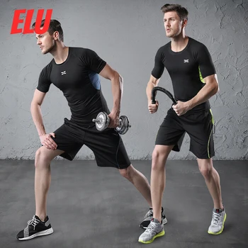 

5 Pcs/Set Men's Tracksuit Gym Fitness Compression Sports Suit Clothes Running Jogging Sport Wear Exercise Workout Tights Pants