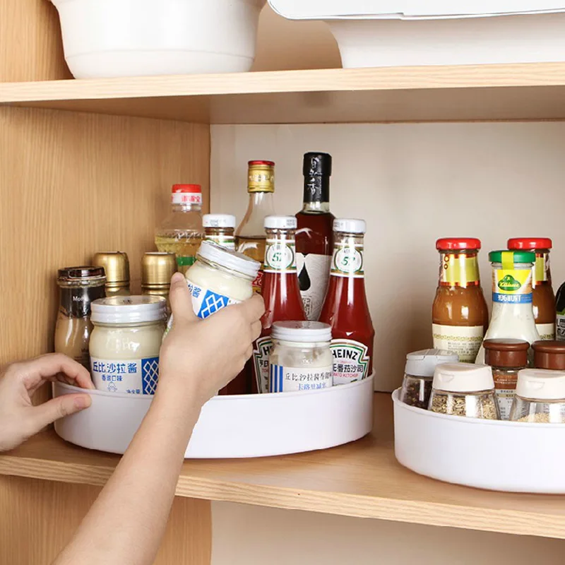 Non-Skid Pantry Lazy Susan Cabinet Kitchen Spice Storage Organizer Rotating Spice Rack of 360 Degree Spinning Tray Storage Plate