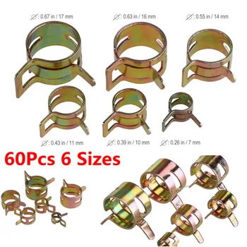 

60 Pcs 7-17mm Strong Spring Clips Oil Vacuum Fuel Line Hose Clamps Assorted Kit
