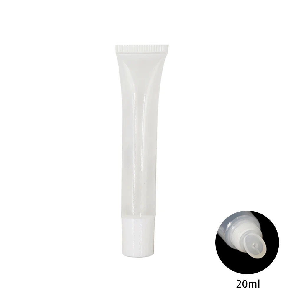 20ml White/Clear Squeeze Lip Gloss Tube with Clear/Gold/White Cap
