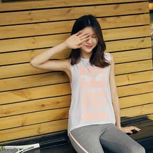 Майка для йоги, женская футболка, корейский стиль, для фитнеса, для бега, модные, дышащие, сексуальные, сетчатые, спортивные, с принтом, жилет