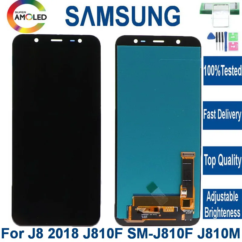 100% Super AMOLED For Samsung Galaxy J8 2018 LCD J810 J810F Phone LCD ...