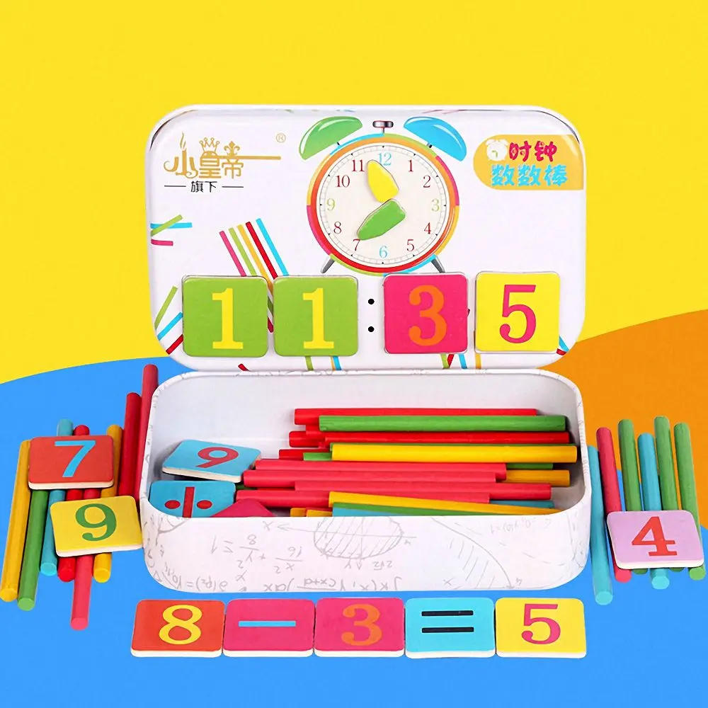 Монтессори математическая игрушка магнитная железная коробка цифровые часы деревянная палочка счетная игрушка для детей обучающая игрушка для обучения подарки