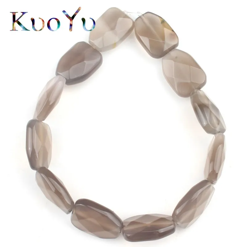 Grey Agate 12x16 мм Ntural камень Агаты кристалл тигровый глаз граненый квадратный свободный разделитель бисера для изготовления самодельные Украшения, Аксессуары 7," дюймов - Цвет: Grey Agate