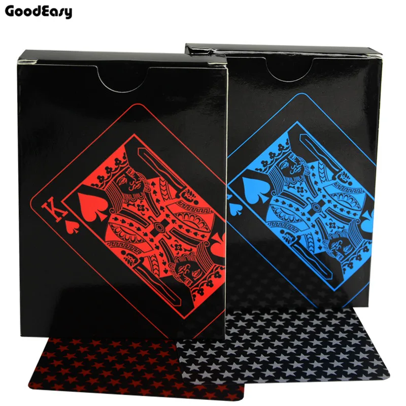 

2 deck Waterproof PVC Plastic Playing Cards Set Trend 54pcs Deck Poker Classic Magic Tricks Tool Pure Black Magic Box-packed