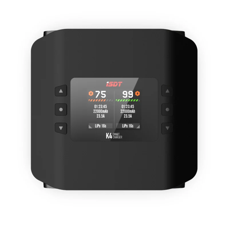ISDT K4 1 ~ 8S умное зарядное устройство для литиевой батареи 20A 600 Вт AC/DC независимый двухканальный двухканальный режим для зарядки Lipo батареи радиоуправляемая игрушка thumbnail 5