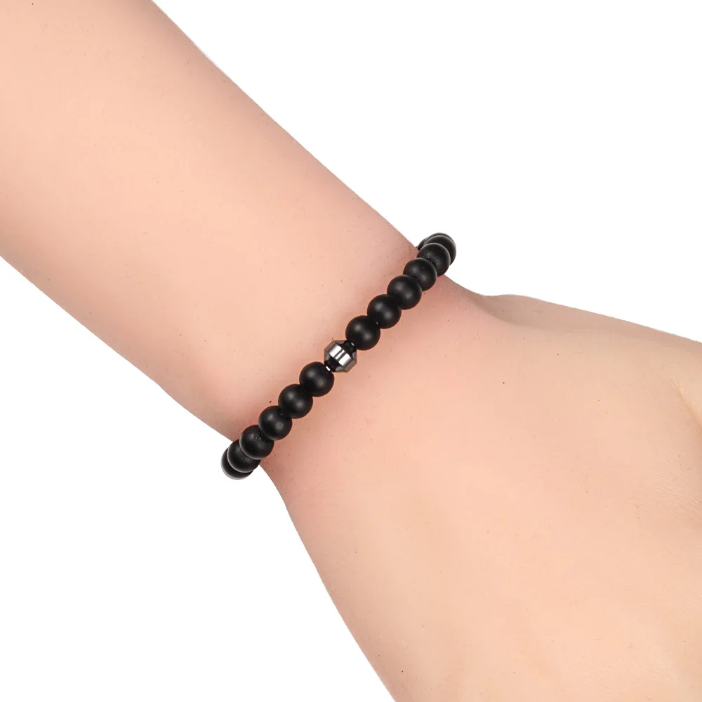 6mm Cylinder Hematite Bracelet Tiger Eye Natural Volcanic Stone Charm Men Women Beaded Bracelets Jewelry Homme pulseras hombre - Image 5