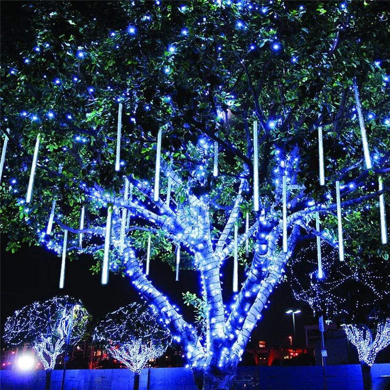 20cm 96LED Solar Light String 8 Tubes Meteor Shower Lights for