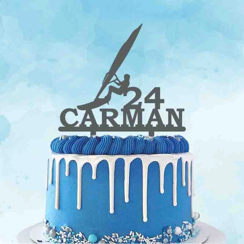 Personalized Sailboat Cake Topper Custom Name Age Windsurfing Silhouette Topper For Birthday Party Cake Decoration Cake Decorating Supplies Aliexpress