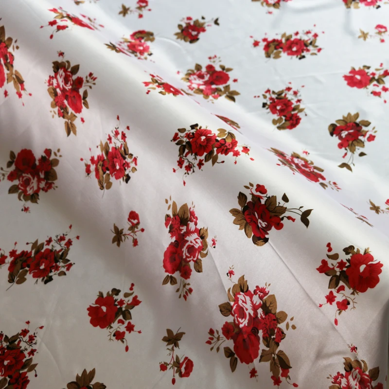 red 100 см* 148 см красная Tilda ткань с цветочным рисунком, атласная ткань для платья, мягкая подкладка - Цвет: red