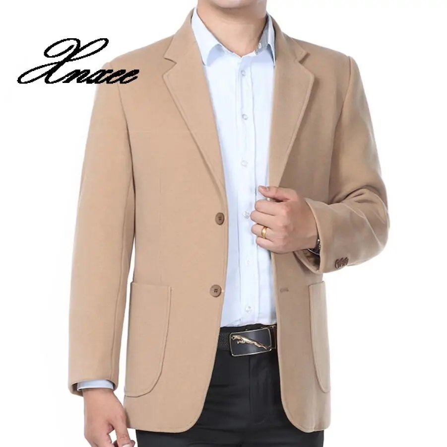 Xnxee Men jacket wool custom business coat winter formal occasions two buttons pure color to keep warm men jacket