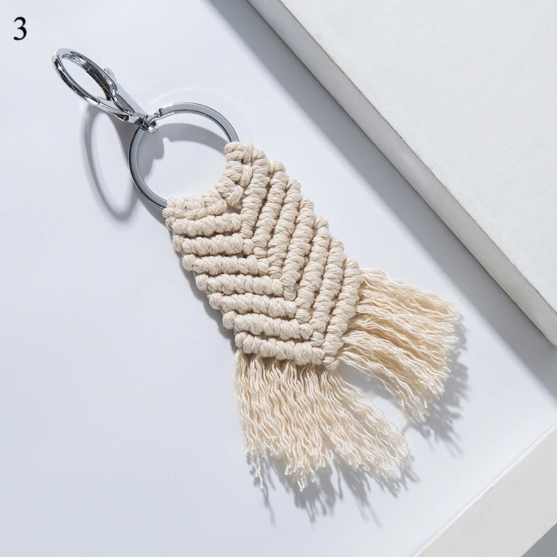 Брелоки с кисточками для женщин Boho брелок Крепление Сумка из макраме llaveros Шарм автомобиль Висячие украшения подарок для друзей Прямая