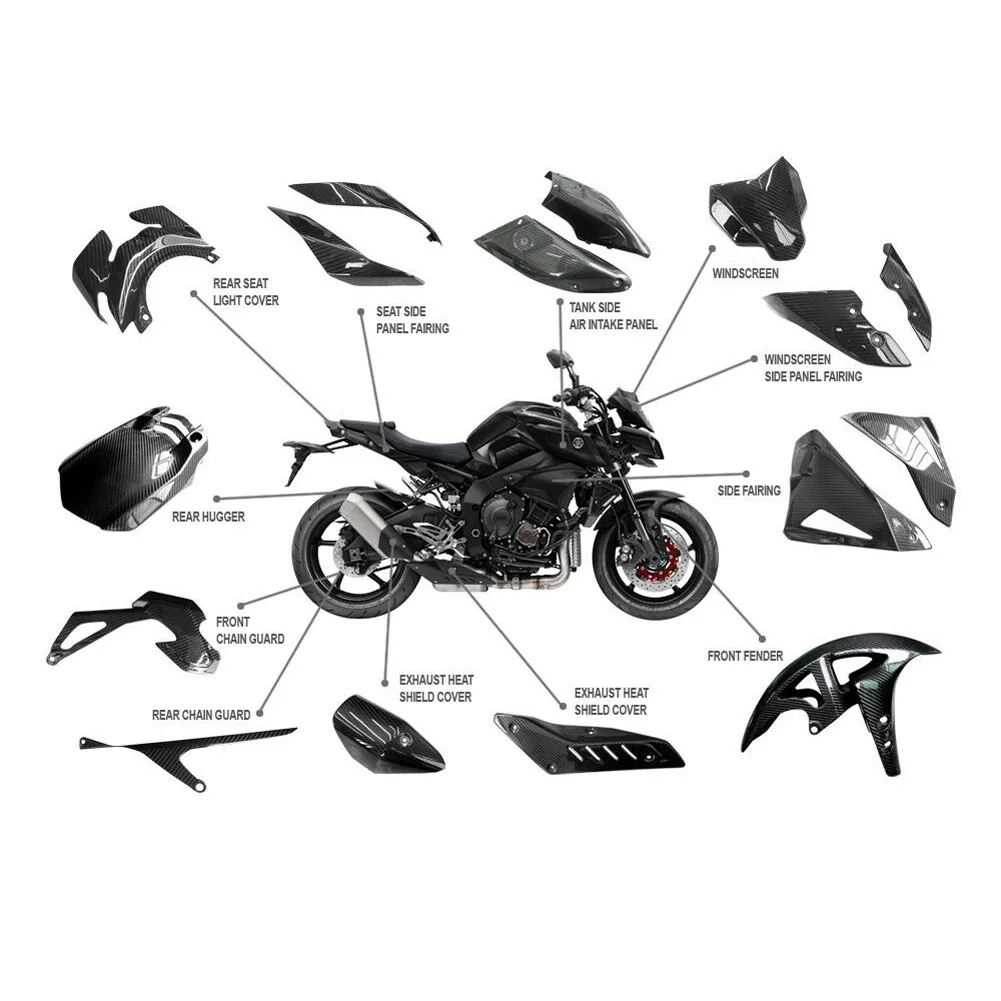 12 шт. Pre-Preg 2x2 Twill Weave углеродное волокно подходит для Yamaha MT10 весь Кузов обтекатель Крышка Набор