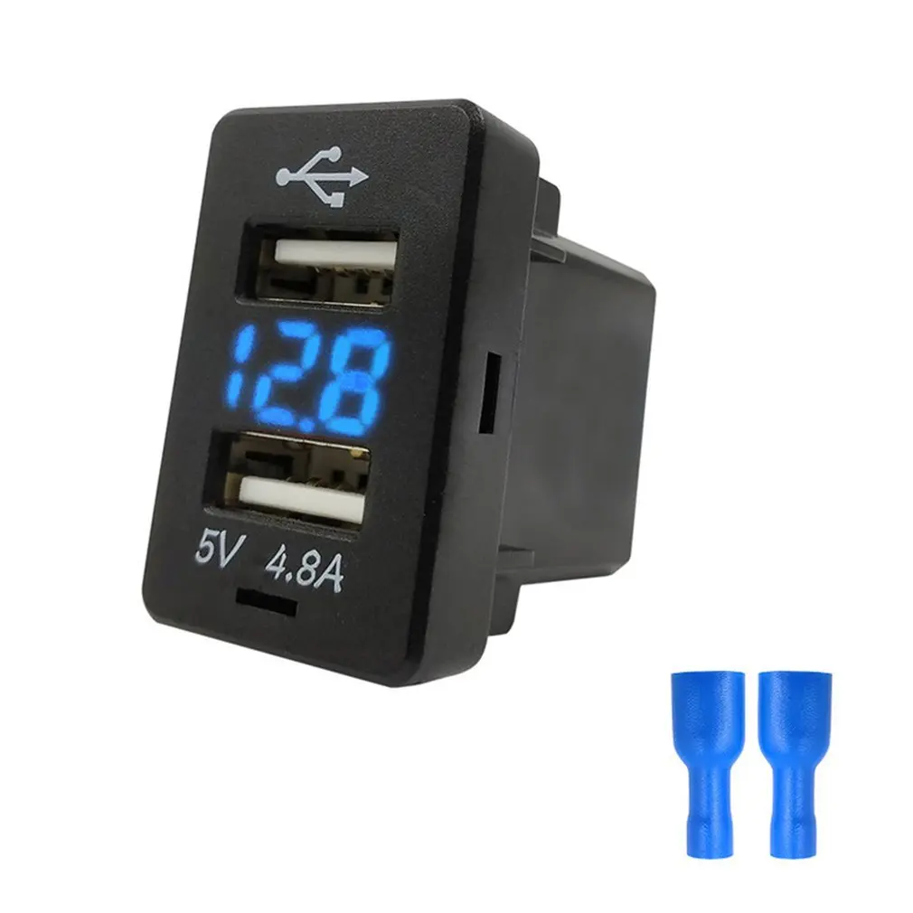 4.8A автомобильное зарядное устройство двойной USB порт светодиодный дисплей Вольт для телефона планшета навигатор Быстрая Зарядка адаптер для автомобиля Toyota