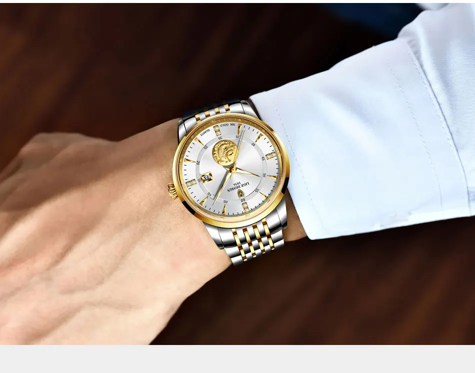 LIGE 2022 Fashion Mens Watches Calendar Stainless Steel Top Brand Luxury 30M Waterproof Quartz Wrist Watch Men Relogio Masculino