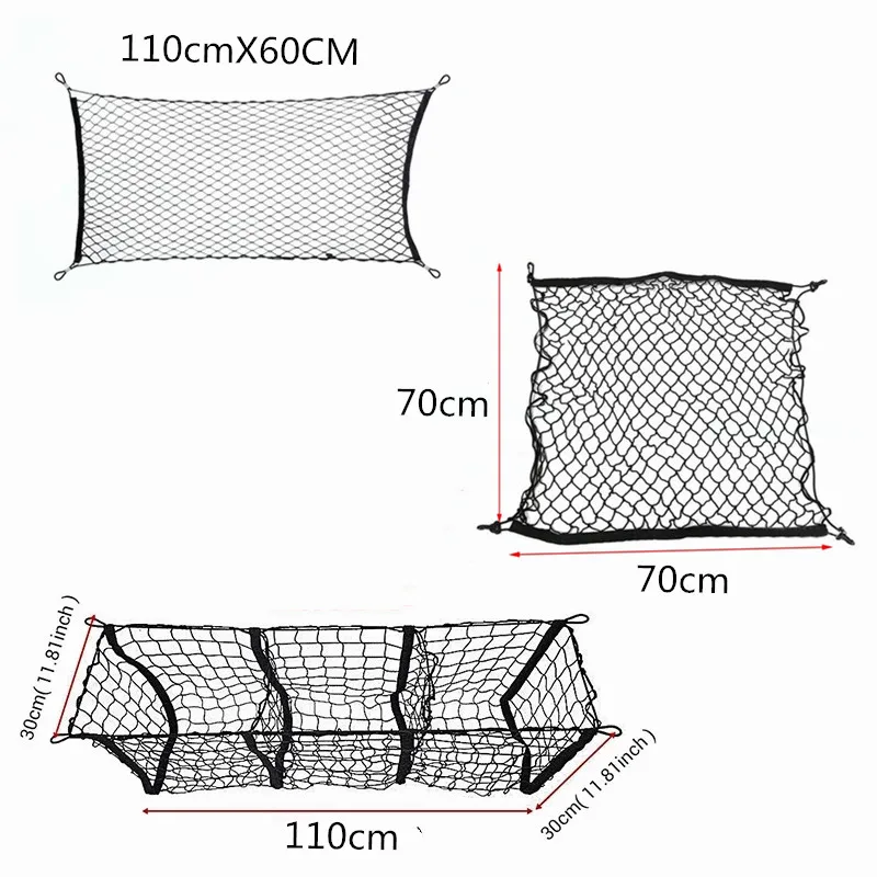 Naisfei Kofferraumnetz Elastisch 110x60cm - Gepäcknetz Mit 4 Haken Für Auto & SUV