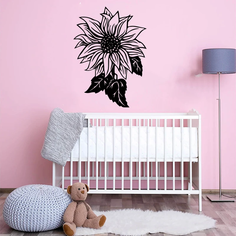 Large Sunflower Floral Flower Nature Wall Sticker Baby Nursery Kids Room Decal Bedroom Vinyl Decor | Дом и сад