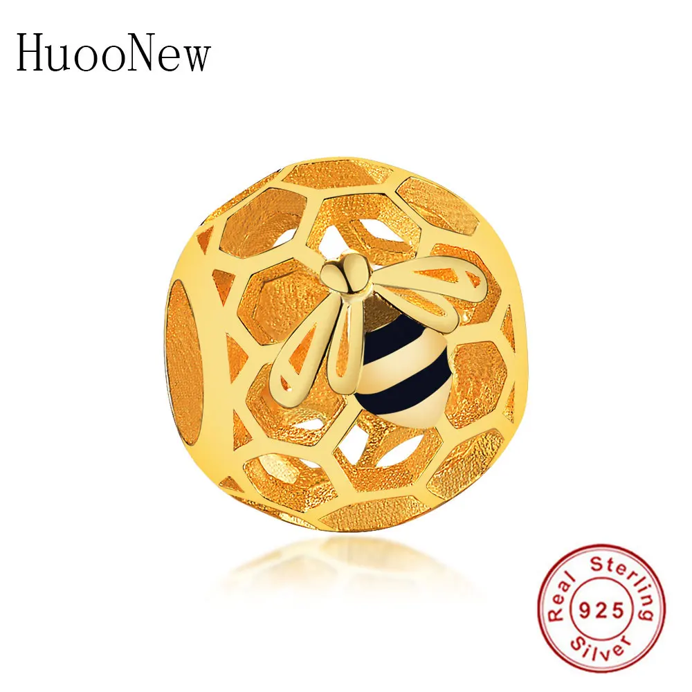 Fit Original Pandora Charm Bracelet 925 Sterling Silver Ball Gold Color Openwork Honey Bee Black Reflexion Beads Making Berloque | Украшения