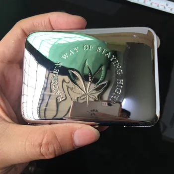 

Stainless Steel Maple Leaf Cigarette Case with Gift Box Container 16PCS Regular Size Cigarette Tobacco Holder Pocket Storage Box