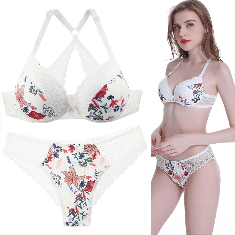 Nouvelle Seamless Brand Sexy Floral Deep V Brassiere Push Up ABCDE