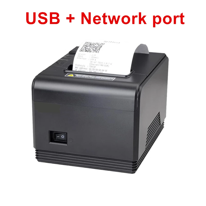 USB and Network 80 мм Термальный чековый POS принтер для банкнот сетевой параллельный порт кухонный принтер для билетов с автоматическим резаком для Pos системы высокого качества - Цвет: USB and Network