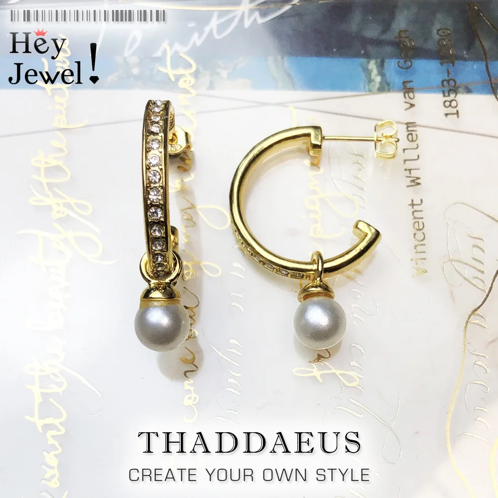 Серьги кольца в креольском стиле с жемчужинами золотого цвета европейские