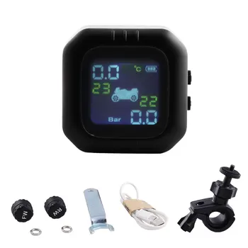 

New Motorcycle Tire Pressure Monitoring System with 2 External Sensor Waterproof Cordless Motorcycle TPMS Tire Pressure Detector