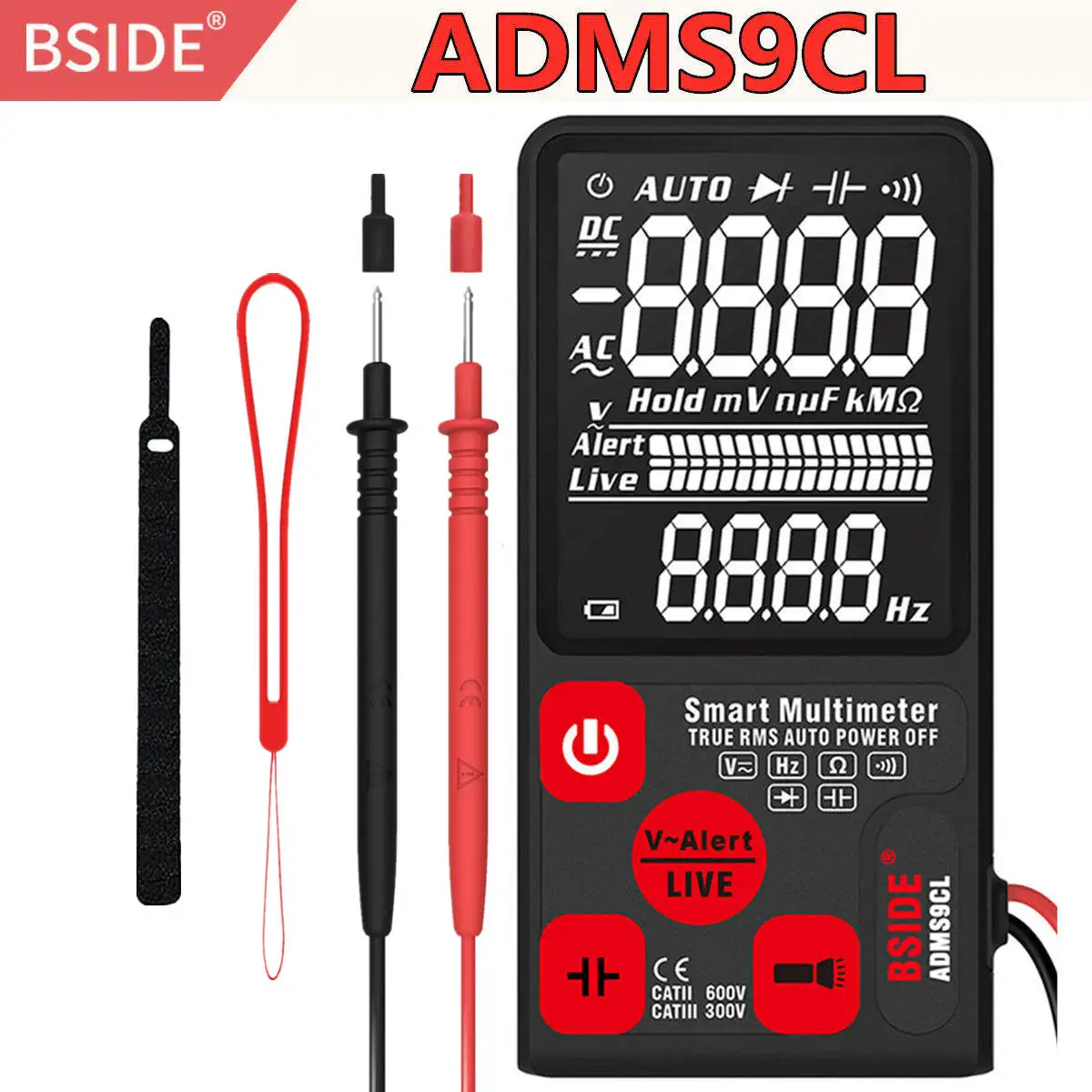 ADMS9CL-EBTN LCD BSIDE ультра-портативный тестер напряжения большой ЖК-цифровой умный мультиметр тройной дисплей TRMS 6000 отсчетов DMM ADMS7 ADMS9 - Цвет: ADMS9CL-EBTN LCD