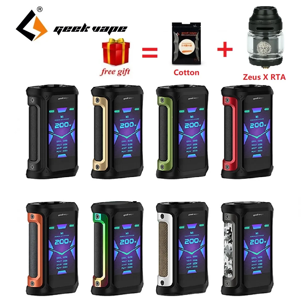 Бесплатный RTA Zeus X и хлопок! Бокс-мод Geekvape Aegis 200 Вт питание от двойной батареи 18650