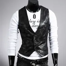 Стиль, мужской тонкий приталенный кожаный жилет большого размера, простой стильный жилет 5891