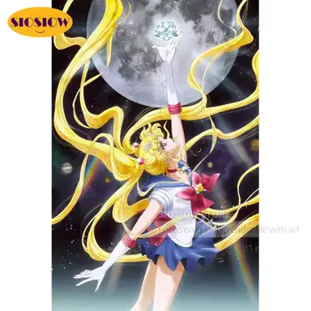 

DIY 5D Diamond Painting Anime Figures Japanese Sailor moon Poster Full Set Diamond Embroidery Cross-stitch Girls Decor Room Gift