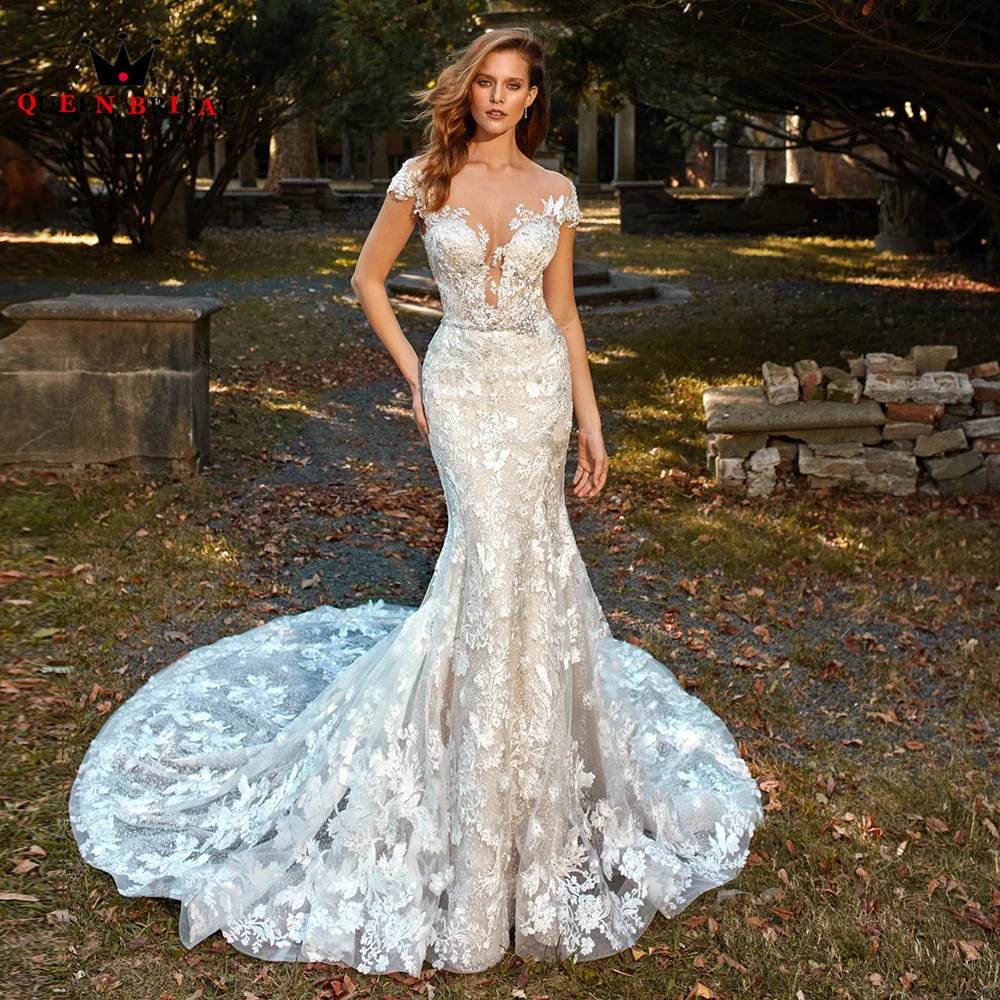

Luxury Mermaid Wedding Dresses Tulle Lace Appliques Flowers Sexy Women Bridal Gown 2023 New Design Custom Made DS12