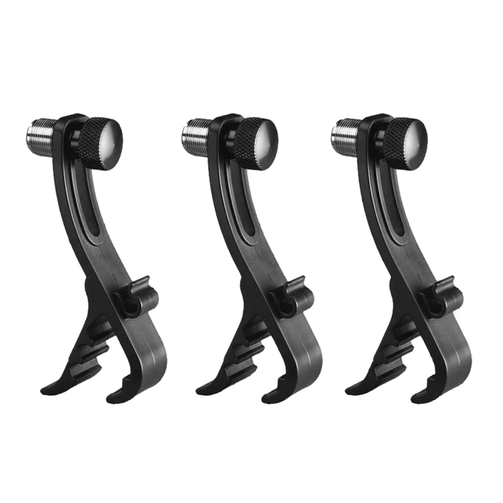 3 Pcs Adjustable Clip On Drum Rim Shockproof Mount Microphone Mic Clamp Holder Drum Mount
