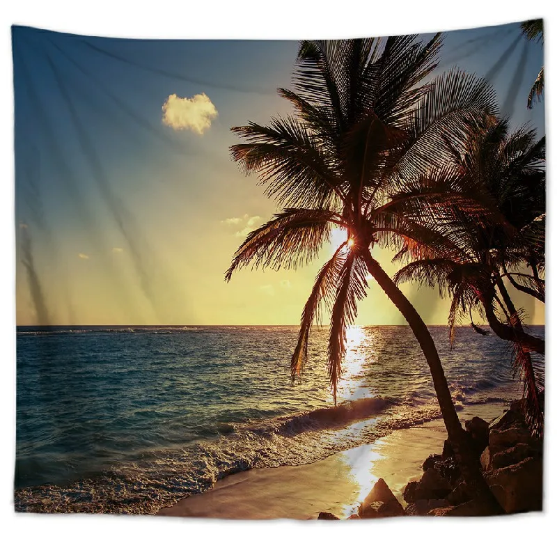 Zeegle Beach Scenic Pattern Tapestry Wall Hanging Wall Decoration Hippie Tapestry Beach Throw Towel Yoga Mat