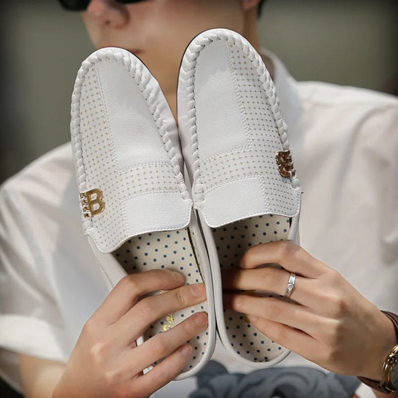 

2019 Summer MEN'S SHOES Closed-toe ban tuo xie Men Trend Tods Casual Shoes Korean-style Men Driving Shoes No Heel