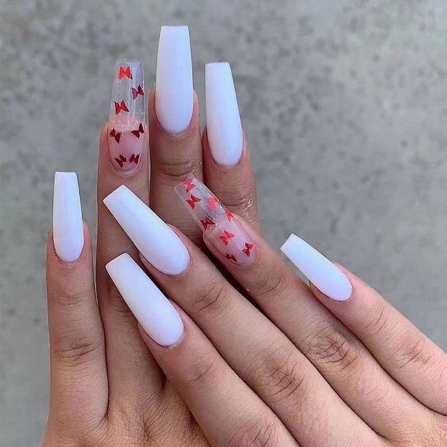 fake nail with design Detachable Pink Cloud Coffin False Nails Wearable Ballerina Fake Nails Full Cover Nail Tips