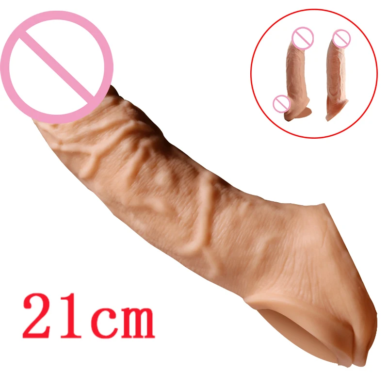 21Cm Enlargement Penis Extender Sleeve Reuseable Condom Delay Ejaculation Sex Toys For Men Intimate Goods Sex Shop 1
